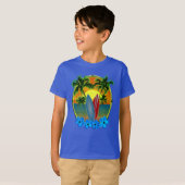 サンセットとサーフボード Tシャツ (正面フル)