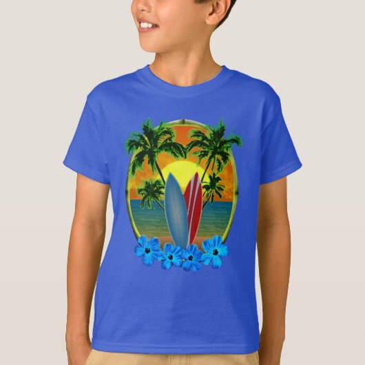 サンセットとサーフボード Tシャツ (正面)