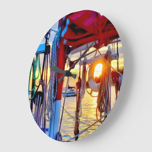 サンセットとセーリングオンロペス島クロック ラージ壁時計 (傾斜)