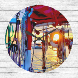 サンセットとセーリングオンロペス島クロック ラージ壁時計