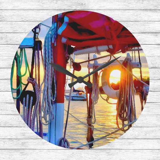 サンセットとセーリングオンロペス島クロック ラージ壁時計