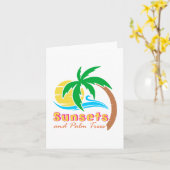 サンセットとパームツリーの夏の季節 カード (黄色い花)