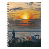 サンセットとビーチ傘スパイラルノート ノートブック (正面)