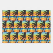 サンセットとヤシの木のシルエット ラッピングペーパーシート (正面3)