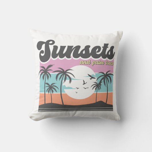 サンセットとヤシの木 クッション (正面)