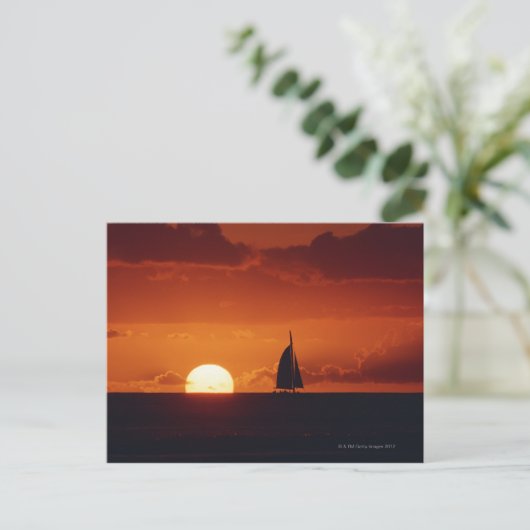サンセットとヨット2 ポストカード (スタンド正面)