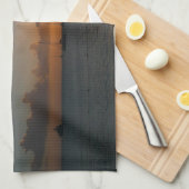 サンセットと帆船の熱帯風景写真 キッチンタオル (四つ折り)