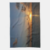 サンセットと帆船の熱帯風景写真 キッチンタオル (縦)