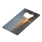 サンセットと帆船の熱帯風景写真 クレジットカード栓抜き (正面アングル)