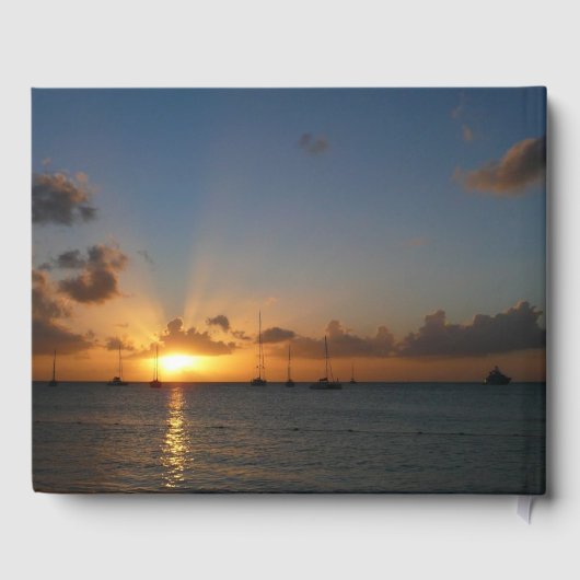 サンセットと帆船の熱帯風景写真 ゲストブック (裏面)