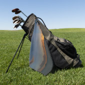 サンセットと帆船の熱帯風景写真 ゴルフタオル (グリーン)