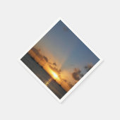 サンセットと帆船の熱帯風景写真 スタンダードカクテルナプキン (角)