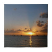 サンセットと帆船の熱帯風景写真 タイル (正面)