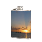 サンセットと帆船の熱帯風景写真 フラスク (左)