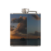 サンセットと帆船の熱帯風景写真 フラスク (裏面)