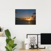 サンセットと帆船の熱帯風景写真 ポスター (ホームオフィス)