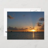 サンセットと帆船の熱帯風景写真 ポストカード (正面/裏面)