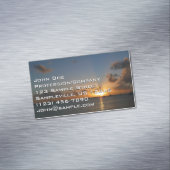 サンセットと帆船の熱帯風景写真 マグネット名刺 (インサイチュ)