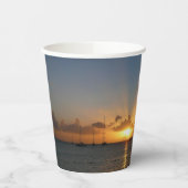 サンセットと帆船の熱帯風景写真 紙コップ (左)