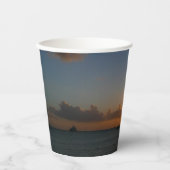サンセットと帆船の熱帯風景写真 紙コップ (正面)