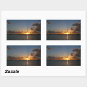 サンセットと帆船の熱帯風景写真 長方形シール (シート)