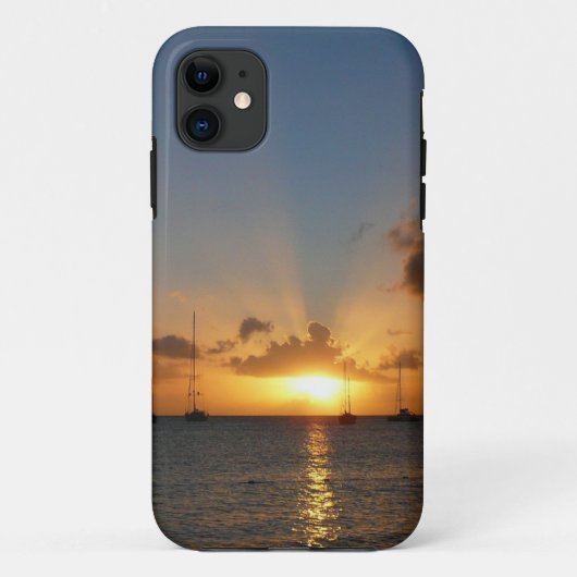 サンセットと帆船の熱帯風景写真 Case-Mate iPhoneケース (裏面)