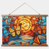 サンセットと（昆虫）オオカバマダラ、モナーク蝶 吊り下げ型タペストリー (正面)