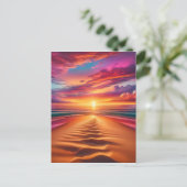 サンセットにつながるサンディ鮮やかビーチ ポストカード (スタンド正面)