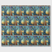 サンセットにバラ付き西部青いカウボーイ ラッピングペーパー (フラット)