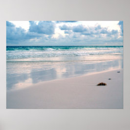 サンセットにピンクの光るビーチ ポスター