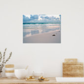 サンセットにピンクの光るビーチ ポスター (キッチン)