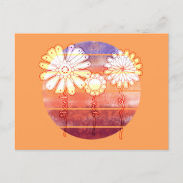 サンセットに咲く感謝の花 - オレンジ色のポストカード ポストカード