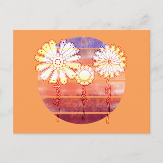 サンセットに咲く感謝の花 - オレンジ色のポストカード ポストカード (正面)