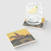 サンセットに対抗する馬ライダー(Remington) ストーンコースター (横)