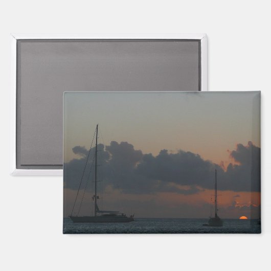 サンセットに帆船トロピカルシースケープ マグネット (正面/裏面)