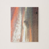 サンセットに帆船ビューティフルピンクシースケープ ジグソーパズル (縦)