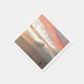 サンセットに帆船ビューティフルピンクシースケープ スタンダードカクテルナプキン (角)