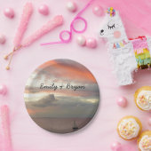 サンセットに帆船ビューティフルピンクシースケープ ペーパープレート (パーティー)