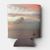 サンセットに帆船ビューティフルピンクシースケープ 缶クーラー (裏面)