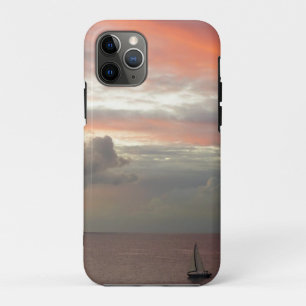 サンセットに帆船ビューティフルピンクシースケープ iPhone 11 PROケース