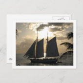 サンセットに帆船 ポストカード (正面/裏面)