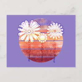 サンセットに感謝の花 - 紫 ポストカード