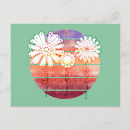 サンセットに感謝の花 - 緑のポストカード ポストカード