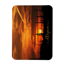 サンセットに美しいアリゾナのサグアロス マグネット