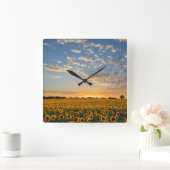 サンセットのひまわり スクエア壁時計 (ホーム)