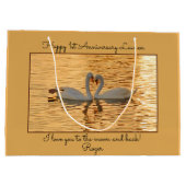 サンセットのアニマル写真でMsg Swanカップル ラージペーパーバッグ (裏面)