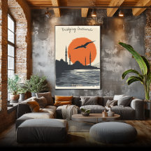 サンセットのイスタンブールシルエット – ミニマルなスカイライン