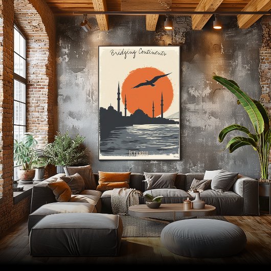 サンセットのイスタンブールシルエット – ミニマルなスカイライン ポスター