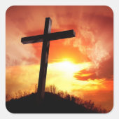 サンセットのイースターシールで宗教的クロス スクエアシール (正面)
