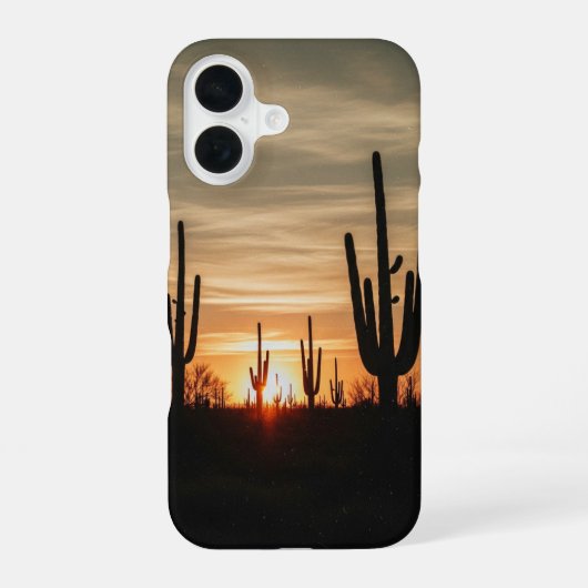 サンセットのサボテン iPhone 16ケース (裏面)